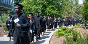 Students walking to the convocation ceremony
